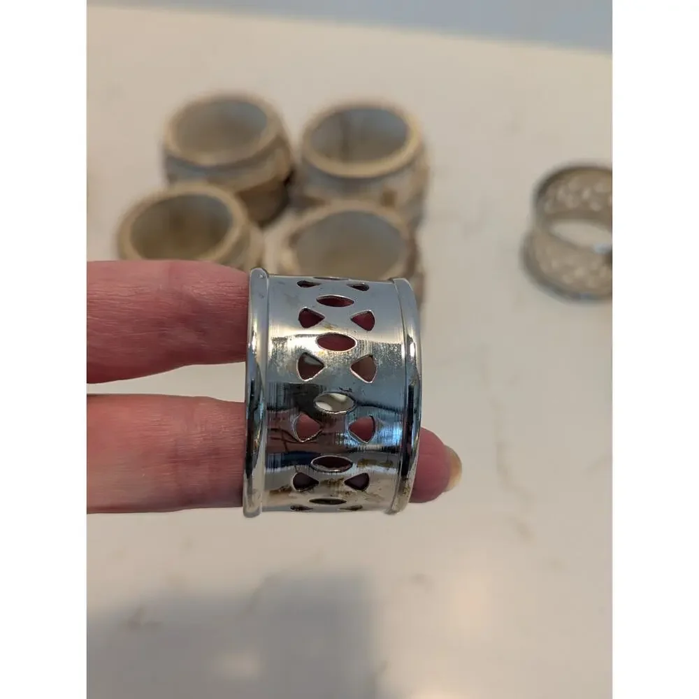 napkin rings Lot Of 3 Rattan Wooden Silver Set Of 4 Each Beachy Boho